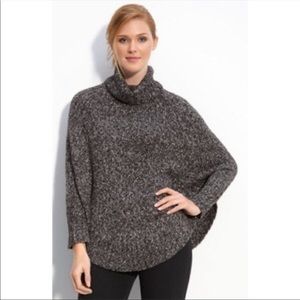 MICHAEL Michael Kors Y2K Oversized Dolman Cotton Tweed Poncho Sweater Turtleneck